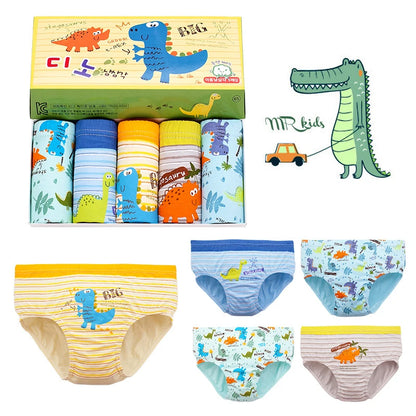 Cotton Dinosaur Cartoon Boys Briefs 3 Pcs Set