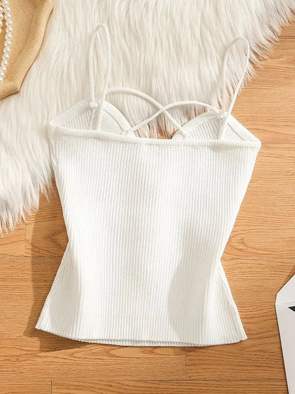 Knitted Camisole Tank Top for Women Summer Outerwear