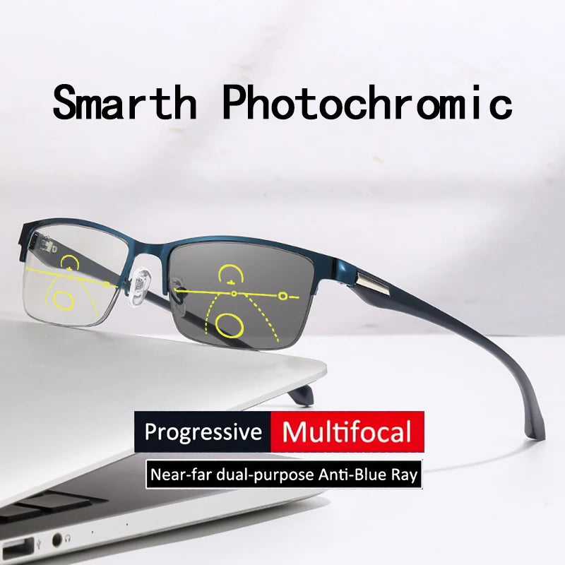 Color-Changing Half-Frame Reading Glasses in Alloy