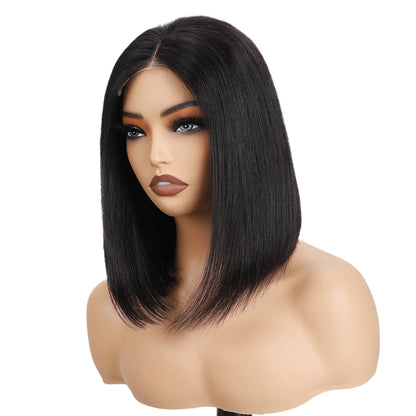 Glueless Human Hair Bob Straight Lace Front Wig