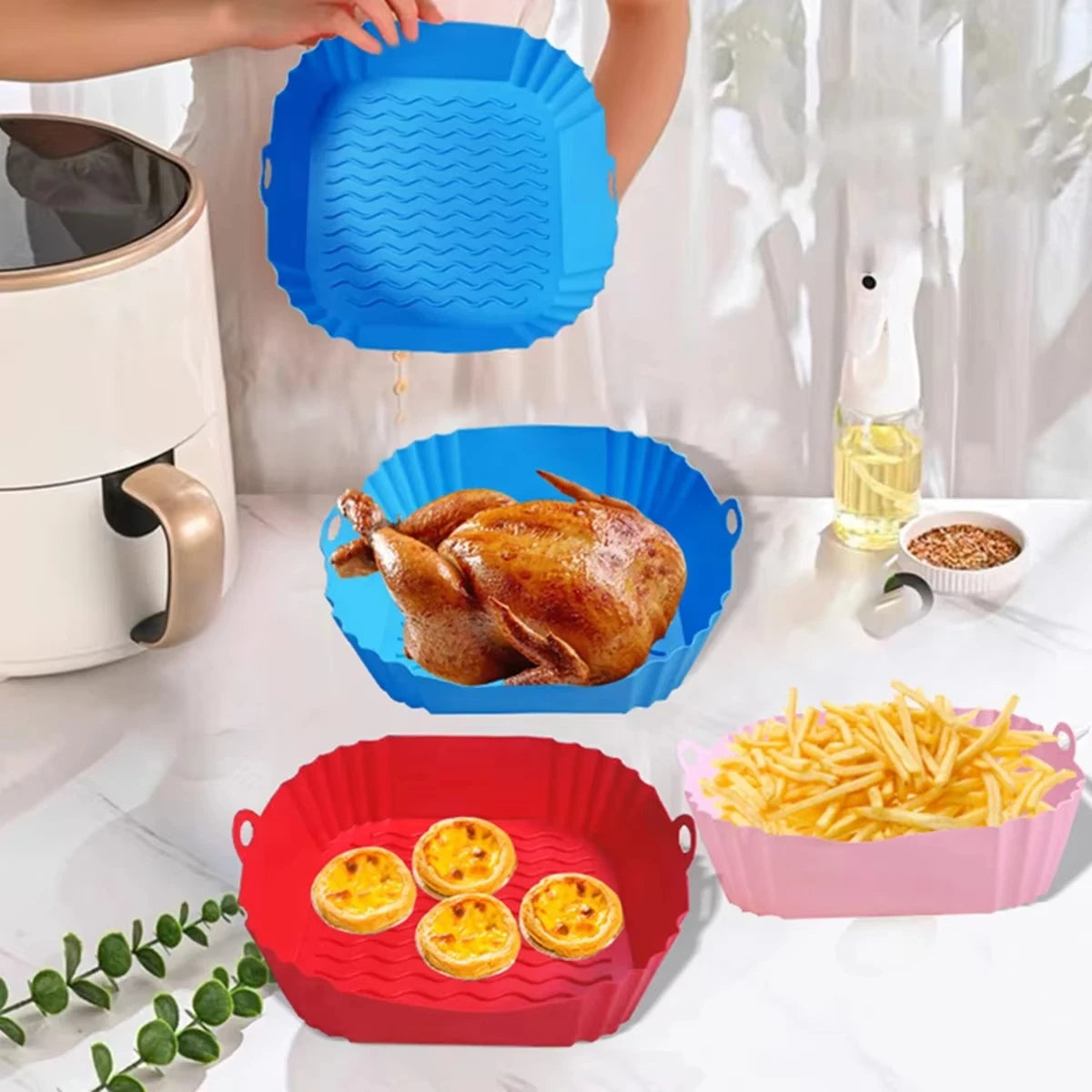 Silicone Air Fryer Pot Tray Baking Mold for Kitchen