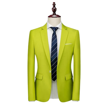 Bright Green Men's Blazer, Polyester Slim Fit Jacket