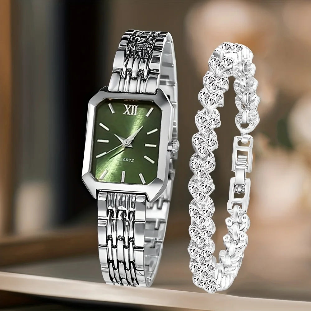 Fashion Rectangle Women Quartz Watch Bracelet Set