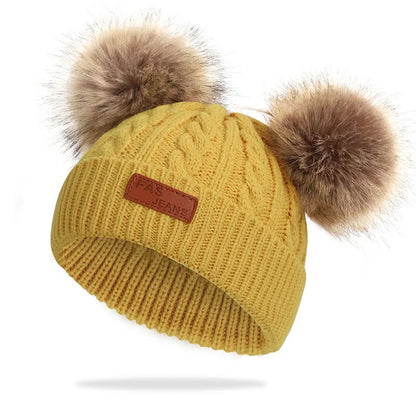 Cute Wool Pompom Baby Hat for Kids