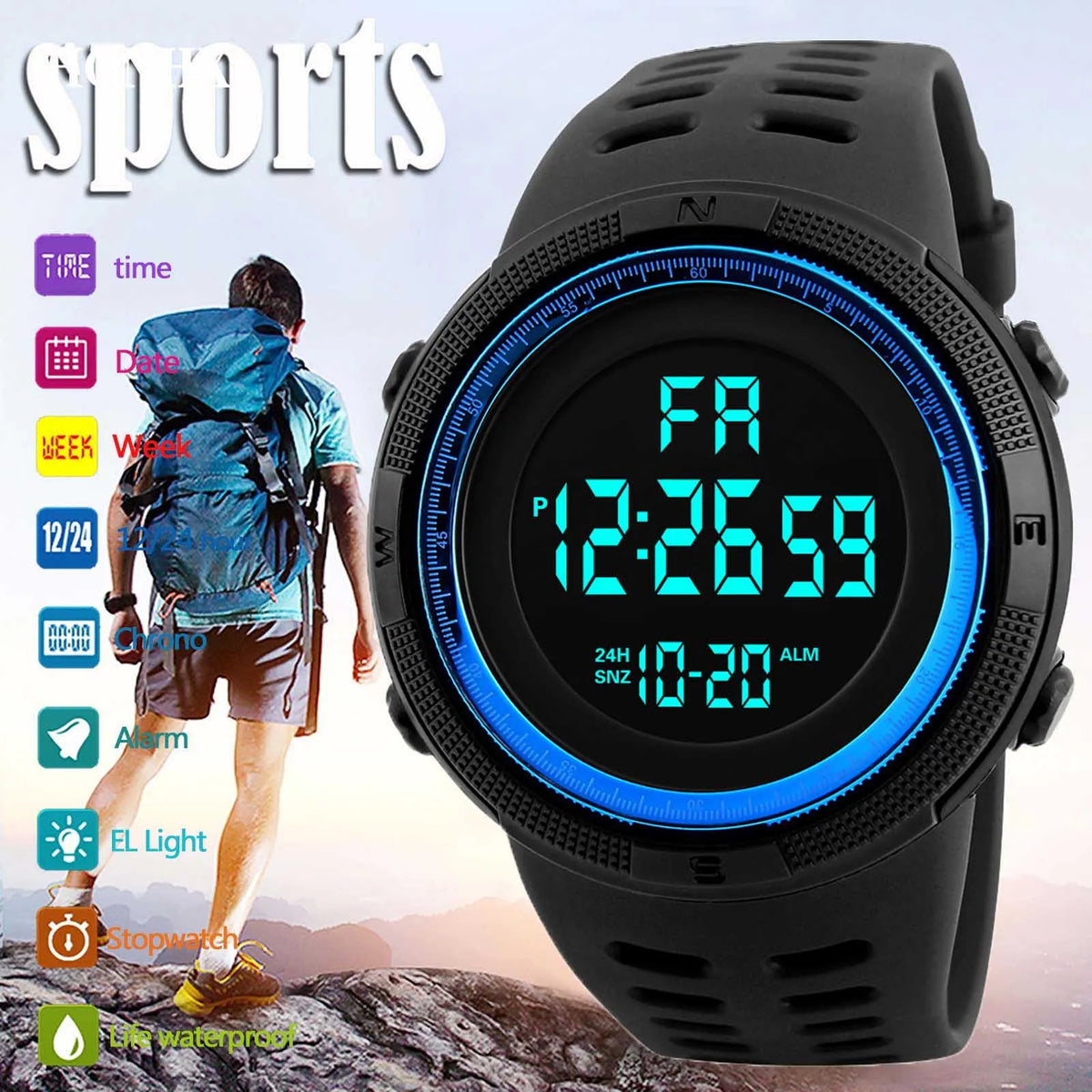 Men's Military Sports LED Digital Watch with Luminous Features