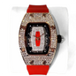 Green Tonneau Quartz Watch for Women with Iced Diamonds