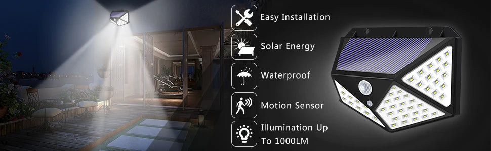100 LED Solar Security Lamp Waterproof Motion Sensor