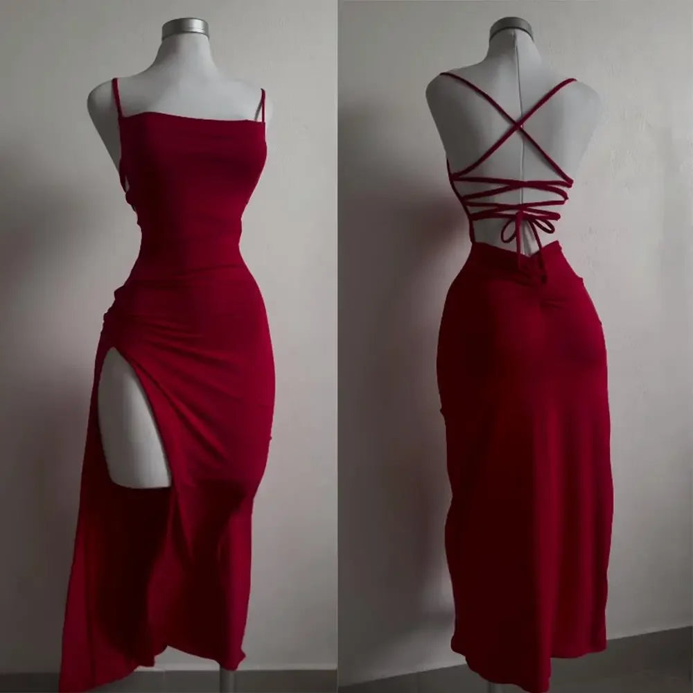 Summer Halter Strap Sheath Dress in Polyester