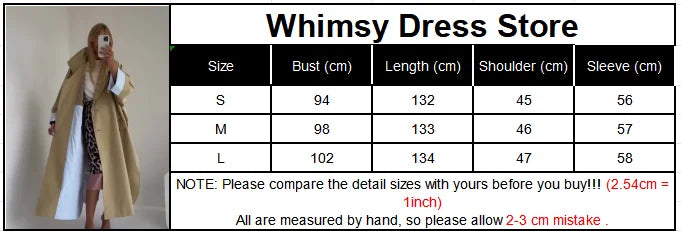 Khaki Long Color-block Stripe Trench Coat for Women
