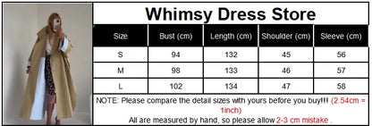 Khaki Long Color-block Stripe Trench Coat for Women