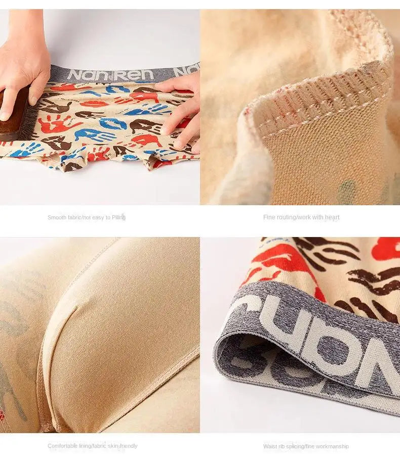 Men's Cotton Boxer Shorts Underwear 4Pcs Set
