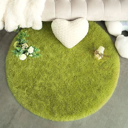 Round Plush Shag Carpet for Kids Room Decor