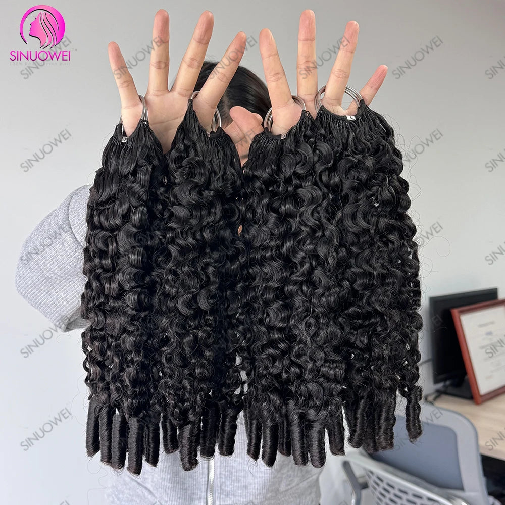 Burmese Curly Human Hair Feather Crochet Extensions