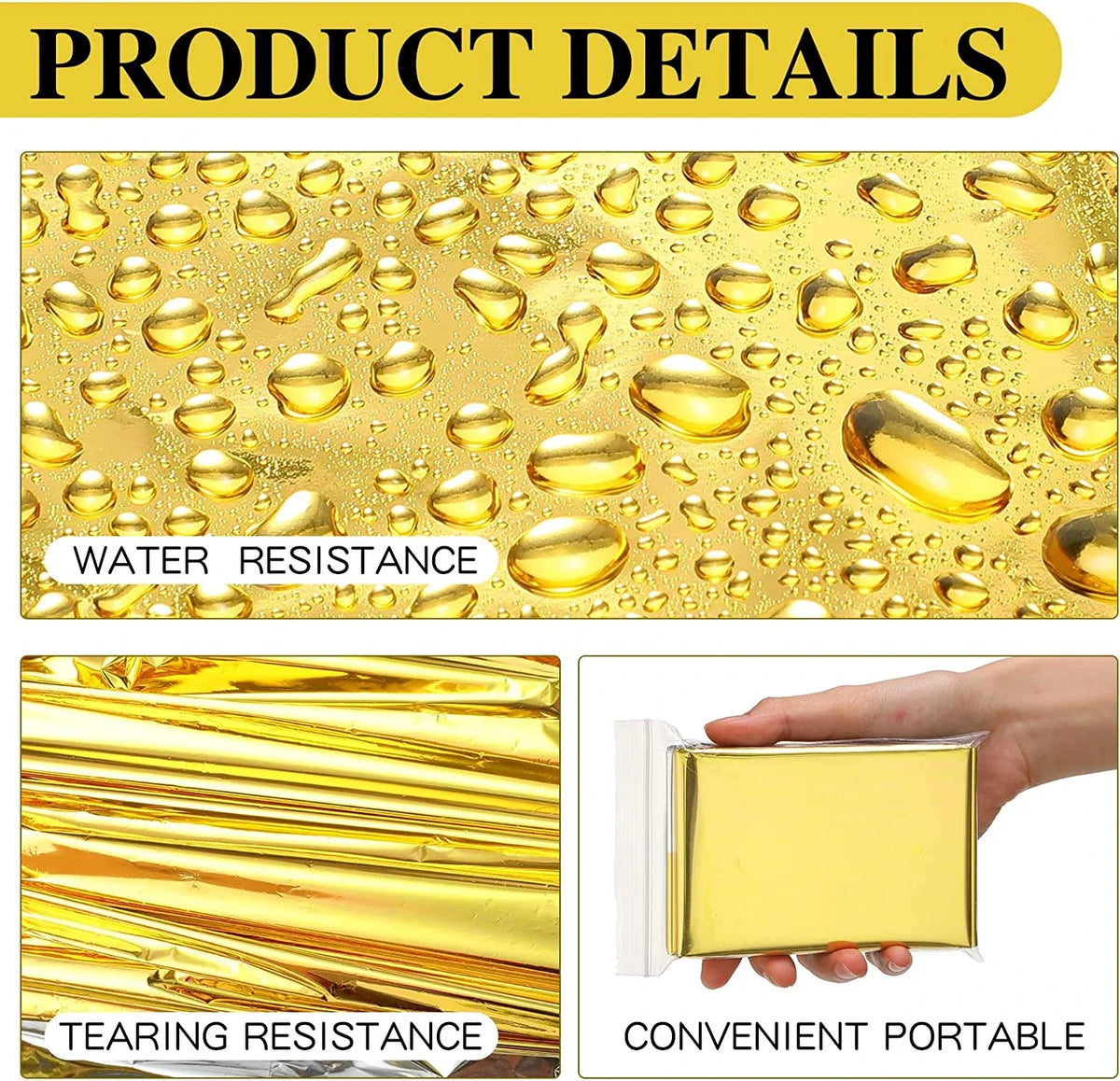 Gold Emergency Blanket Waterproof Insulation Tool 160x210cm