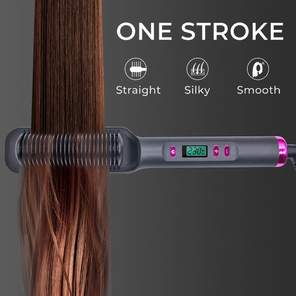 Electric Hot Comb Straight Hair Straightener Brush