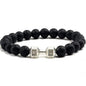 Natural Black Volcanic Lava Stone Dumbbell Bracelet