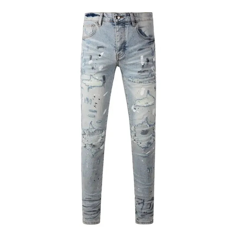 Men's Retro Wash Low Rise Elastic Skinny Denim Jeans
