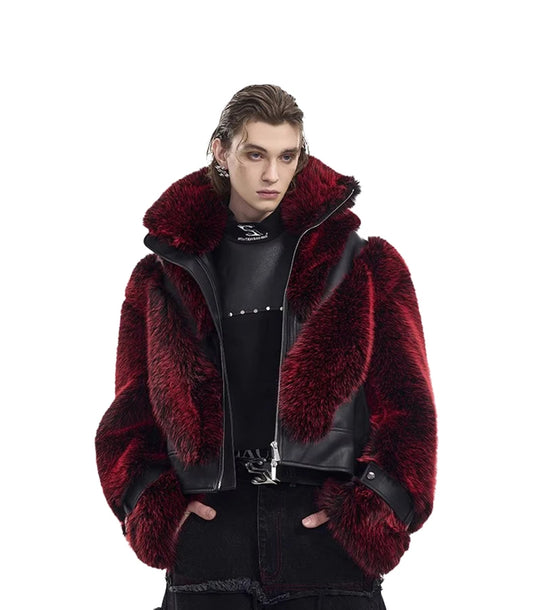 Thick Warm Patchwork Faux Fur Coat for Men