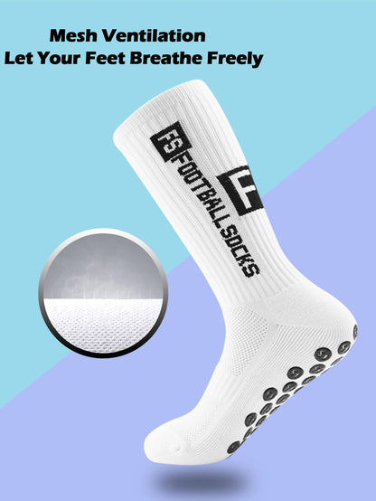 Men's Anti Slip Soccer Socks with Grippers 4 Pairs