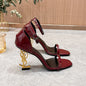Elegant Red Wine High Heel Sandals with Unique Strap