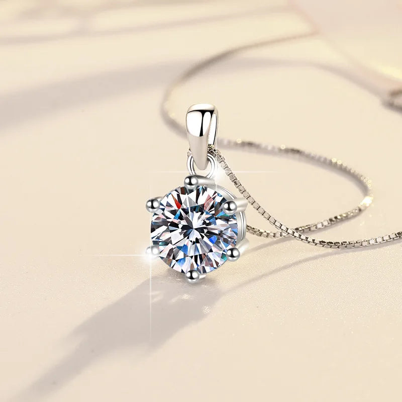 1 Carat Moissanite Pendant Necklace 925 Sterling Silver