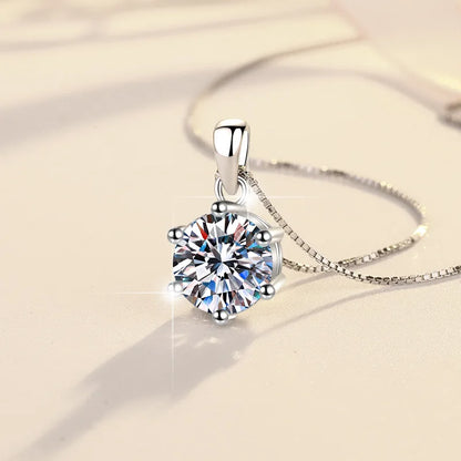 1 Carat Moissanite Pendant Necklace 925 Sterling Silver