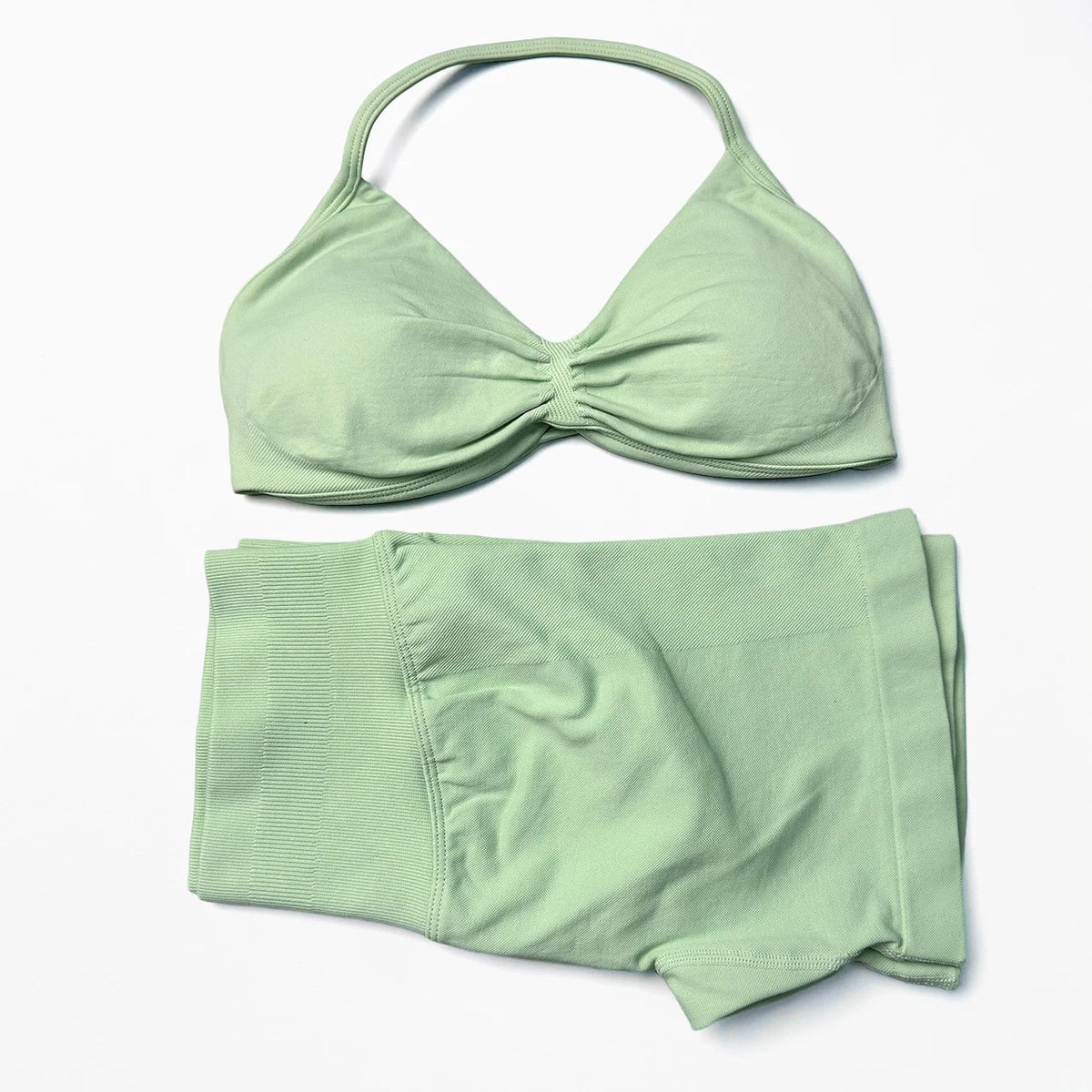 Seamless Strappy Yoga Bra and Scrunch Butt Shorts Set