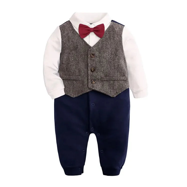Cotton Long Sleeve Baby Rompers for Boys 0-24 Months
