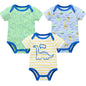 Baby Boy Summer Cotton Bodysuit Set Blue Grey Tie Print