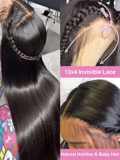 Transparent Bone Straight Lace Front Wig 250% Brazilian Hair