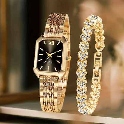 Fashion Rectangle Women Quartz Watch Bracelet Set