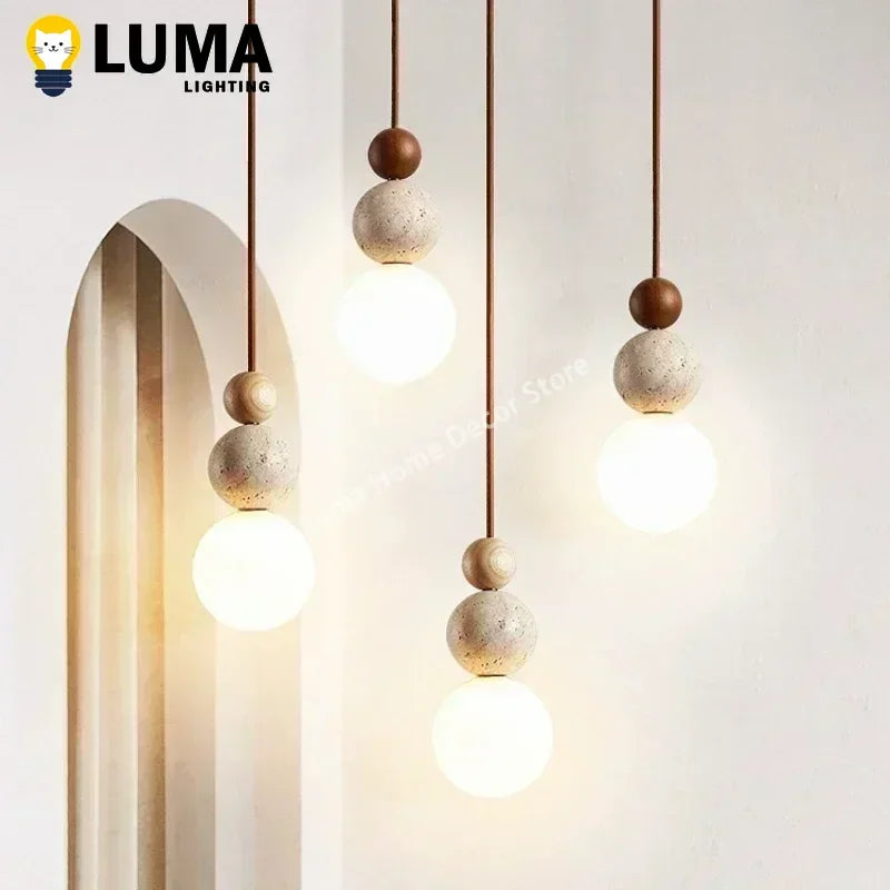 Yellow Travertine Pendant Light for Bedroom Kitchen