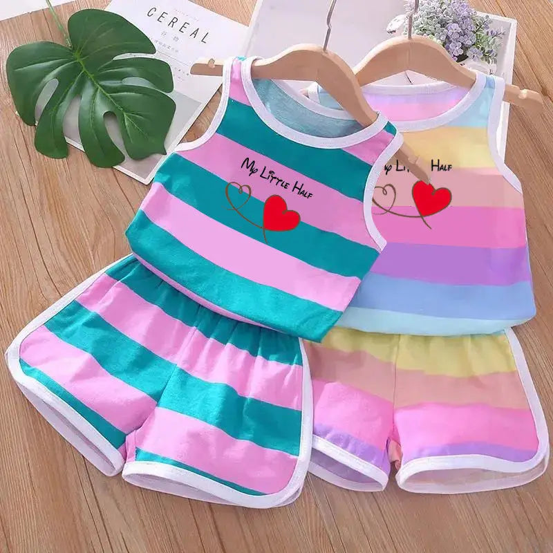 Cartoon Printed Vest and Shorts Set for Kids