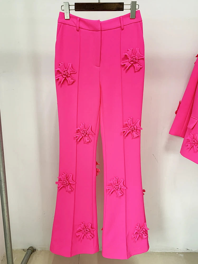 Women's Double Breasted Long Blazer with Appliques