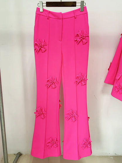 Women's Double Breasted Long Blazer with Appliques