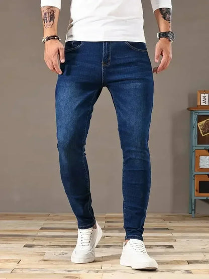 Mens Slim Fit Skinny Jeans Denim Blue Casual