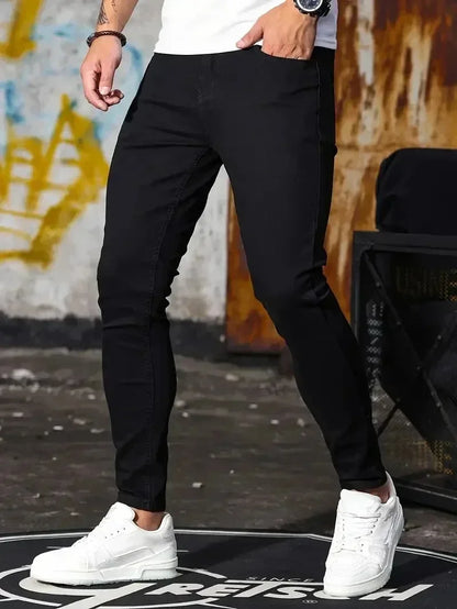 Mens Slim Fit Skinny Jeans Denim Blue Casual