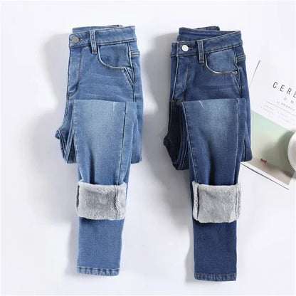 Women's Winter Plush Stretch Skinny Jeans