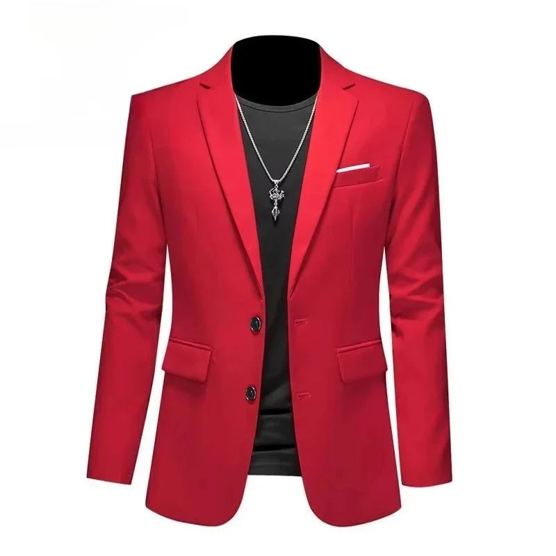 Men's White Formal Suit Jacket with Long Sleeves