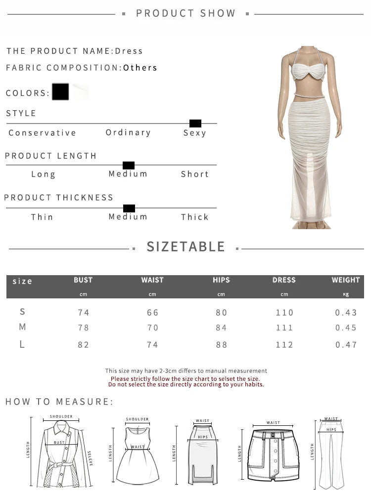 Sexy Bead Patchwork 2-Piece Set Women Halter Bra and Bottom