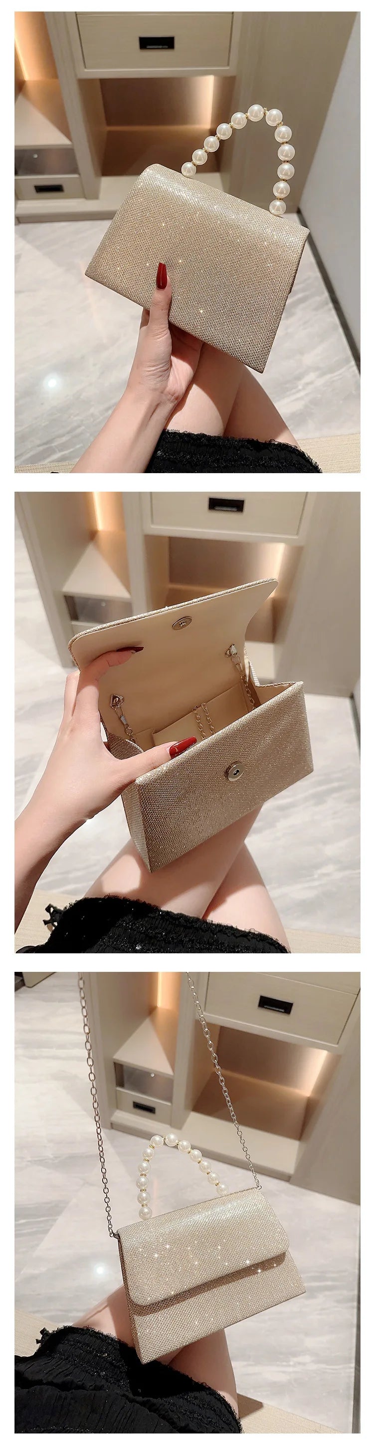 Luxury Sequined Hand-held Dinner Bag for Weddings