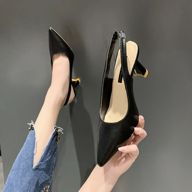 Breathable Pointed Toe Stiletto Heel PU Women's Sandals