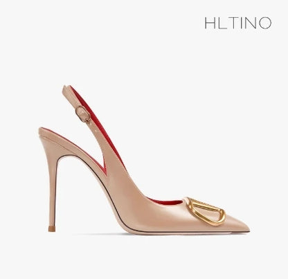 Black Slingback Sandals for Women with High Heels