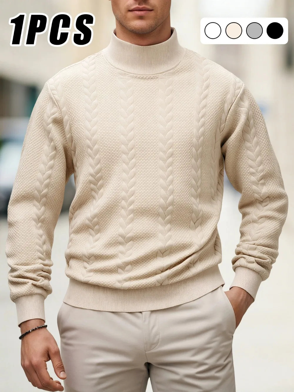 Thick Knitted Turtleneck Sweater for Men