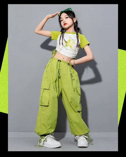 Girls Loose Cargo Pants with Belt for Daily Wear