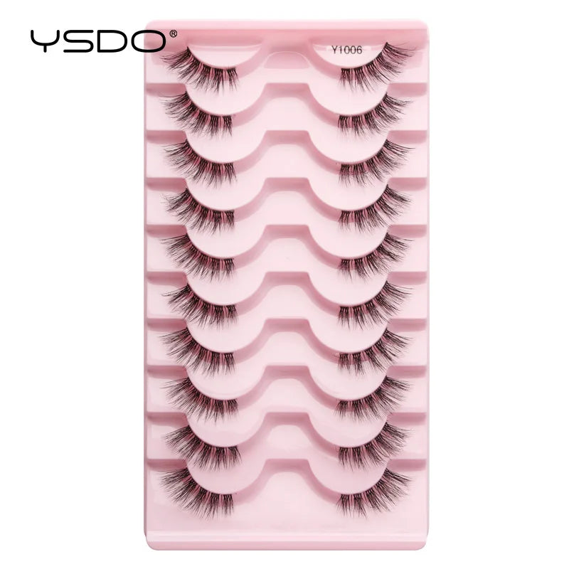 YSDO 5/10 Pairs Natural Soft Black Half Lashes