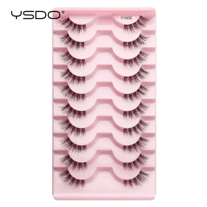 YSDO 5/10 Pairs Natural Soft Black Half Lashes