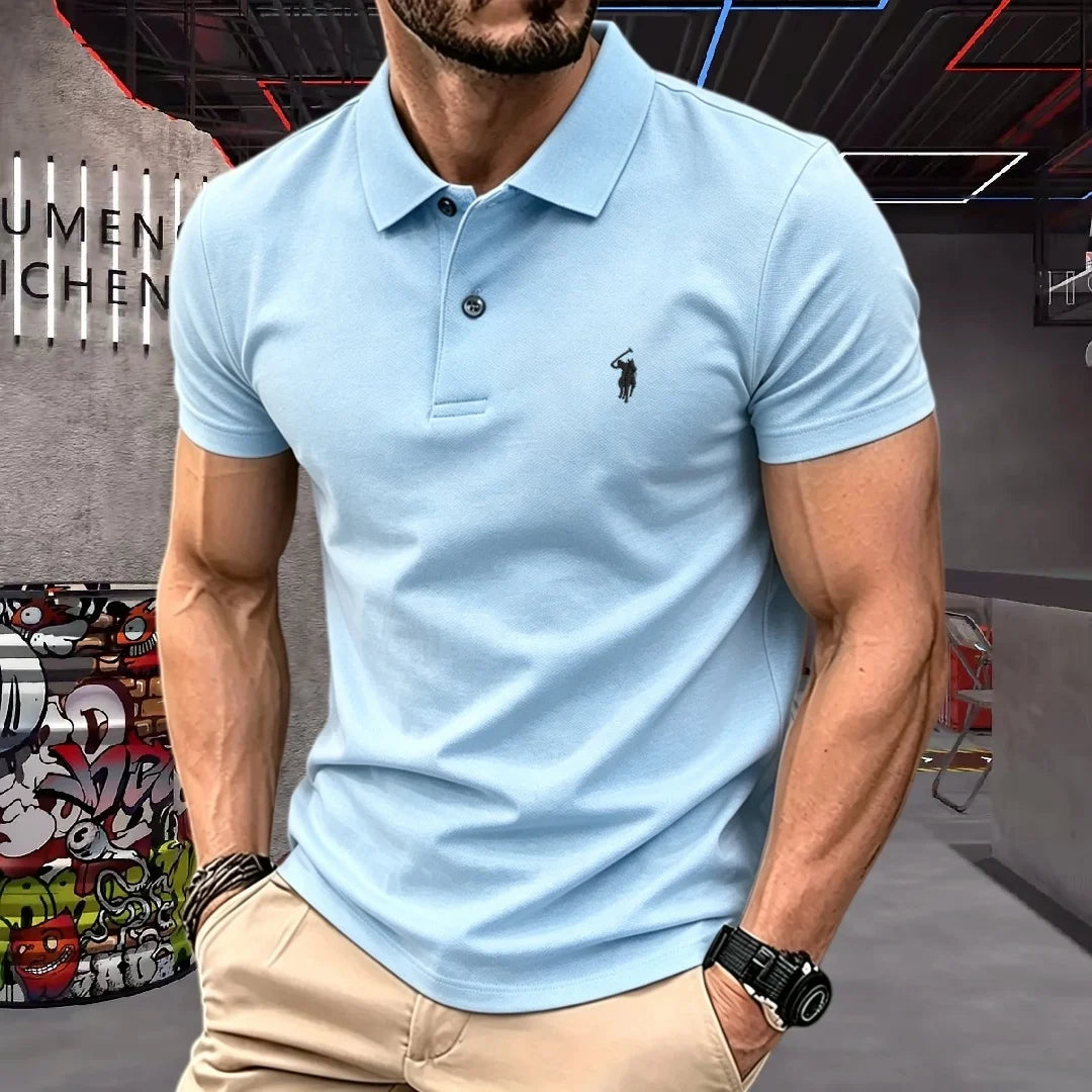 Men's Short Sleeve Polo Shirt Cotton Embroidery Casual