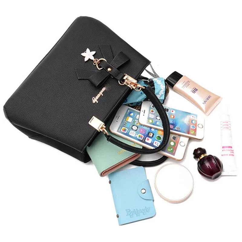 Elegant Plum Bowknot Crossbody Bag for Women