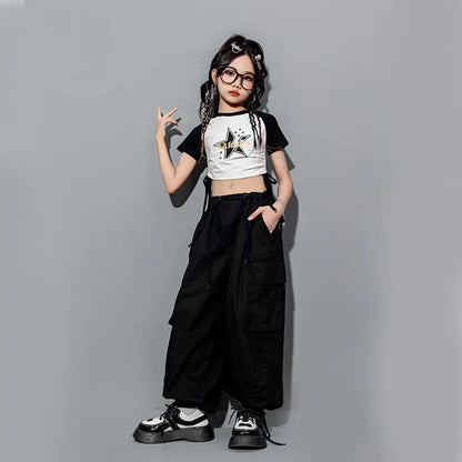 Girls Loose Cargo Pants with Belt for Daily Wear
